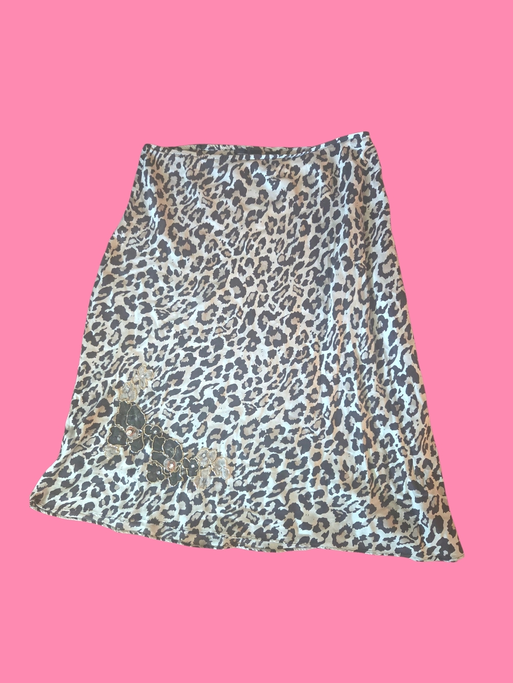 New York & Company Leopard Print A-Line Skirt - Beige Black